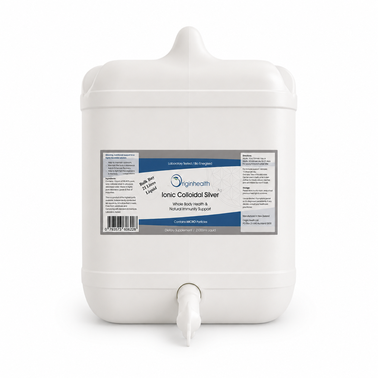 (Bulk Buy) - Colloidal Silver Liquid 21 litres - Plastic Bottle (Food Grade HDPE 2)