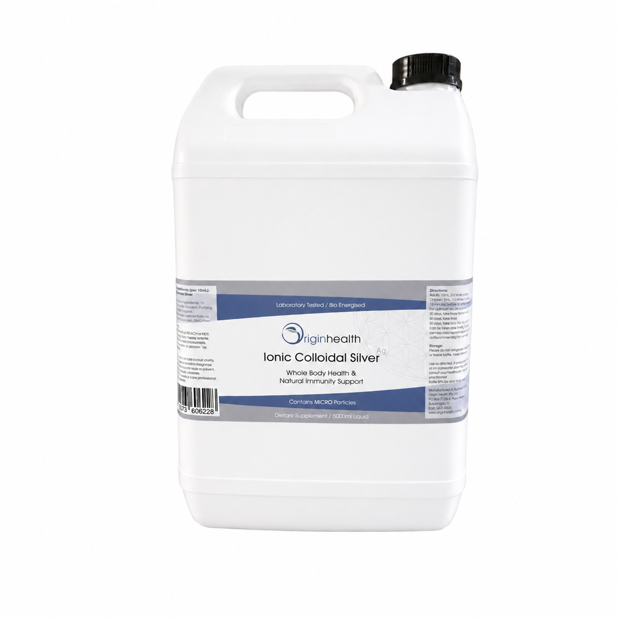 (Bulk Buy) - Colloidal Silver Liquid 5 litres - Plastic Bottle (Food Grade HDPE 2)